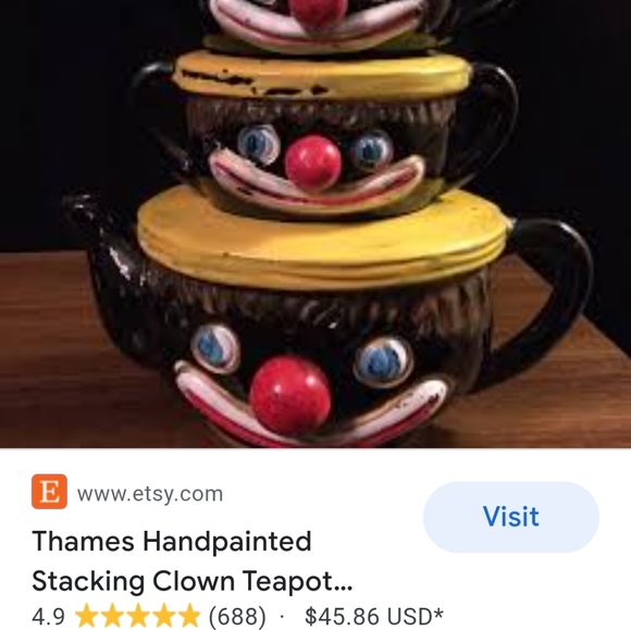 Very Vintage 40's 50's Thames Handpainted Clown Tea Set Japan - Picture 10 of 10